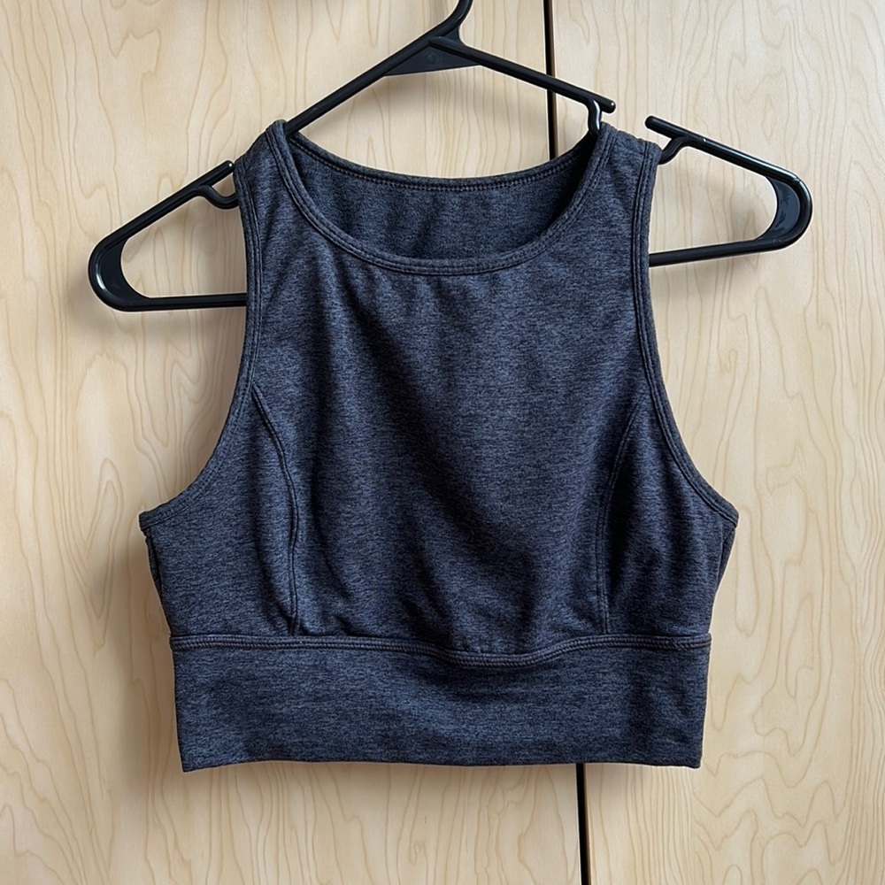 JoyLab Longline Sports Bra in charcoal gray, size small